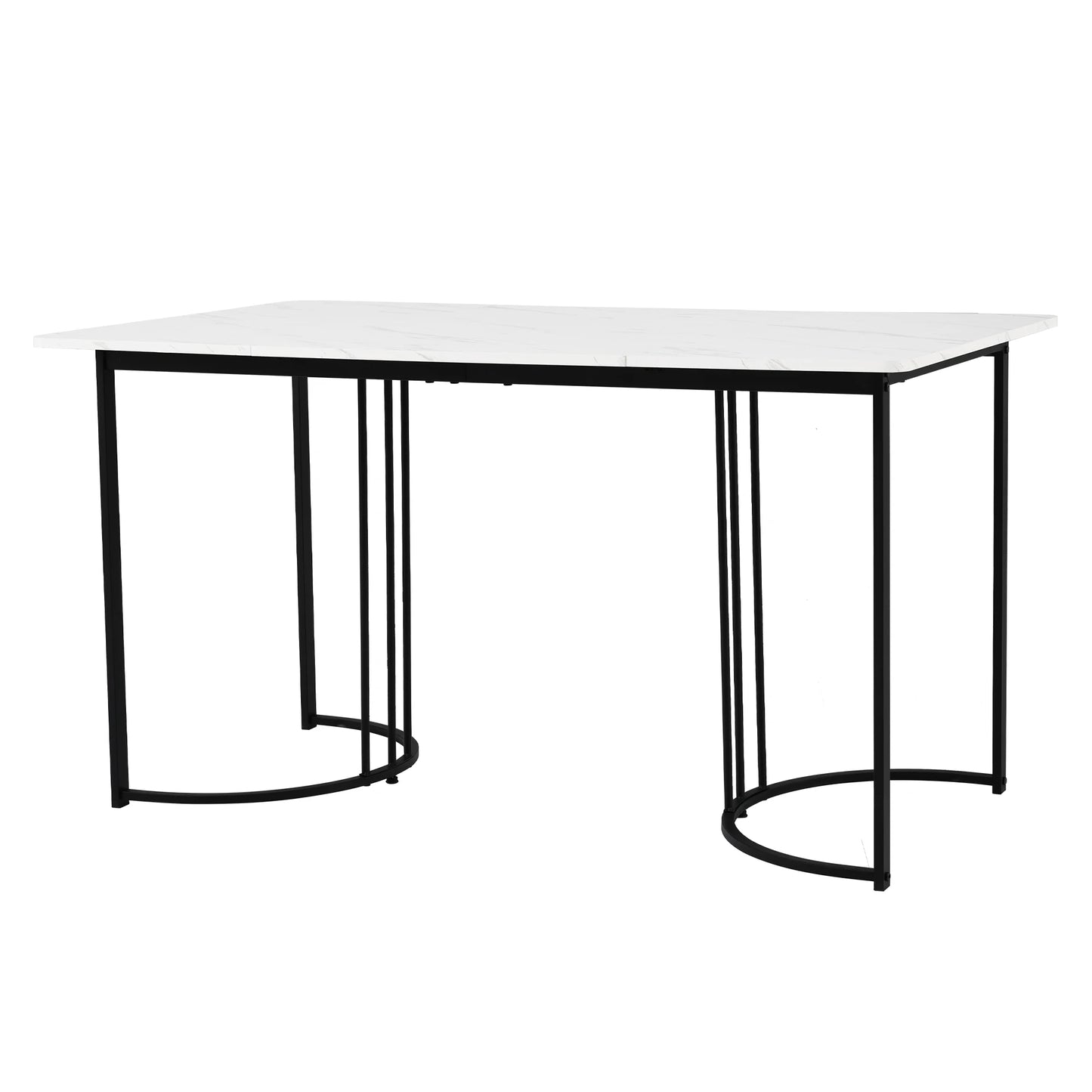 Eettafel – Tafel – Werktafel – Hobbytafel – Rechthoekige Tafel – Marmerpatroon – Verstelbare Poot - Wit