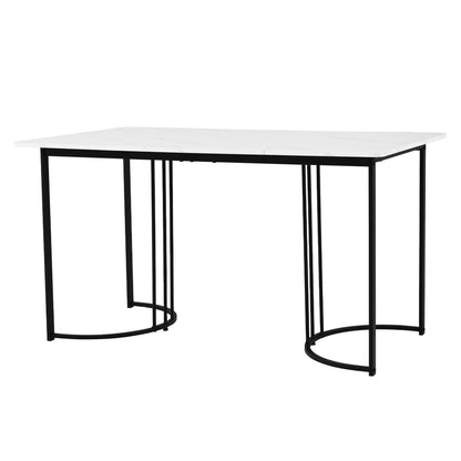 Eettafel – Tafel – Werktafel – Hobbytafel – Rechthoekige Tafel – Marmerpatroon – Verstelbare Poot - Wit