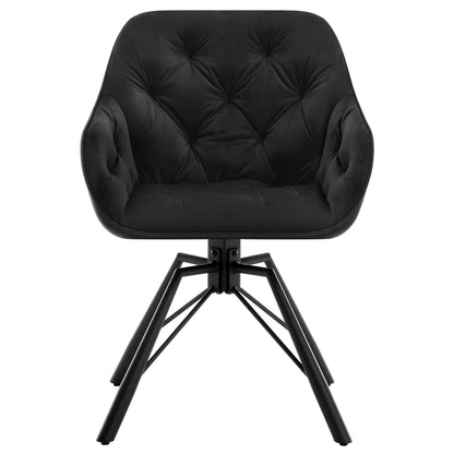 Draaibare Eetkamerstoelen – Set van 2 - Eetstoel – Bureaustoel – Leesstoel – Comfortstoel – Ergonomisch Design – 360° Draaibaar - Fluweel - Zwart