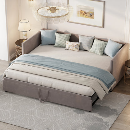 Uitschuifbaar Sofa Bed – Slaapbank – Bedbank – Uitschuifbed – Multifunctioneel Bed – Fluweel Velvet Bekleding – 180x200 cm – Stevige MDF Constructie
