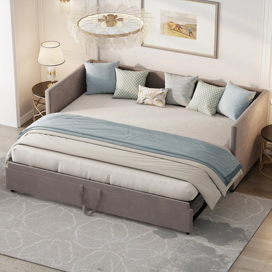 Uitschuifbaar Sofa Bed – Slaapbank – Bedbank – Uitschuifbed – Multifunctioneel Bed – Fluweel Velvet Bekleding – 180x200 cm – Stevige MDF Constructie