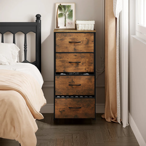 Fabric Chest of Drawers - Chest of Drawers - Storage Cabinet - 4 Drawers - Compact Cabinet - Versatile - Home Organizer - Metal Frame - Dark Gray
