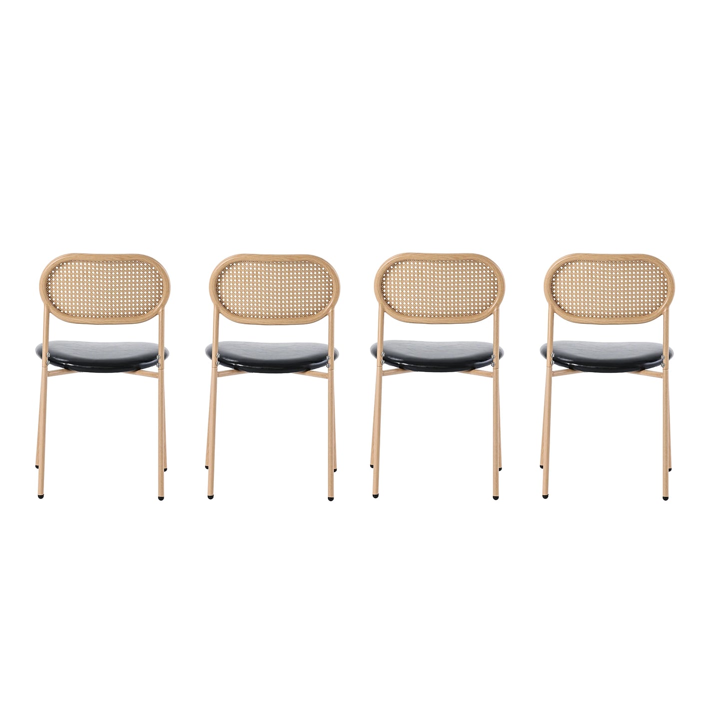 Eetkamerstoelen – Stoelen – Designstoelen – Set Van 4 – Ovale Rugleuning – Pu Zitkussen – Metalen Poot