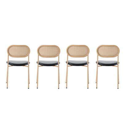 Eetkamerstoelen – Stoelen – Designstoelen – Set Van 4 – Ovale Rugleuning – Pu Zitkussen – Metalen Poot
