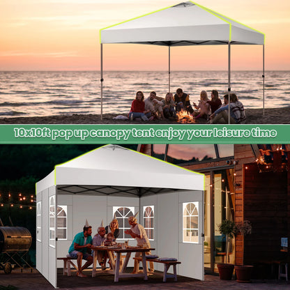 Partytent – Opzetbare Tent – Vouwtent – 3x3 Meter Partytent – Waterbestendig Oxford Doek – Verstelbare Hoogte - Wit - QUORE