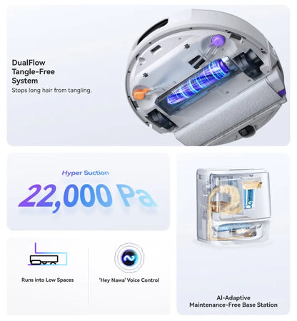 Robotstofzuiger – Robotstofzuiger met dweilfunctie – Robotvacuum – Stofzuigrobot – Zelfreinigend Dweilsysteem – Krachtige Zuigkracht 20.000Pa – Langdurige Batterij 6400mAh