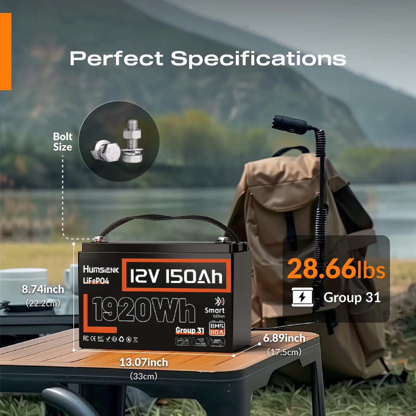 Lithium Accu – LiFePO4 Accu – Camper Accu – Bootaccu – Zonne-energie Accu – 12V 150Ah – 110A BMS Bescherming – 1920Wh Capaciteit