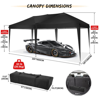 3x6 Meter Vouwtent – Partytent – Marktkraam – Overkapping – Tuintent – Roestbestendig Stalen Frame – Waterdichte 210D Oxford Stof - Blauw - QUORE