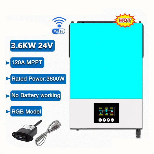 Hybride Zonne-energie Omvormer – Solar Inverter – Zonnestroom Converter – 3.6 kW – 24V - Touchscreen – MPPT Zonnepaneellader
