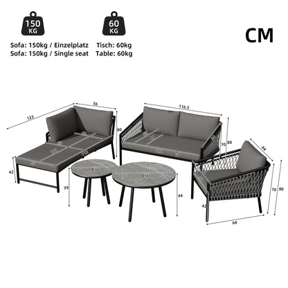 Loungeset Buiten – Loungeset Tuin – Loungeset Balkon – Buitenmeubelset – Gegalvaniseerd Ijzer Frame – Verstelbare Poten