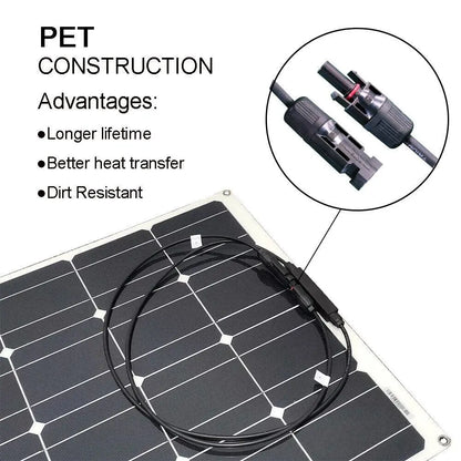Monokristallijn Zonnepaneel – Zonnecel – Flexibel Paneel – Zonne-energie – Waterdicht IP68 – 150W Hoog Vermogen – Lichtgewicht 1,9 Kg