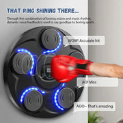 Music Boxing Machine - Music Boxing Machine voor de Muur - 7-Speed Boxing Machine - Gemonteerde Bluetooth Boks Trainer met RGB Verlichting & Handschoenen - Zwart