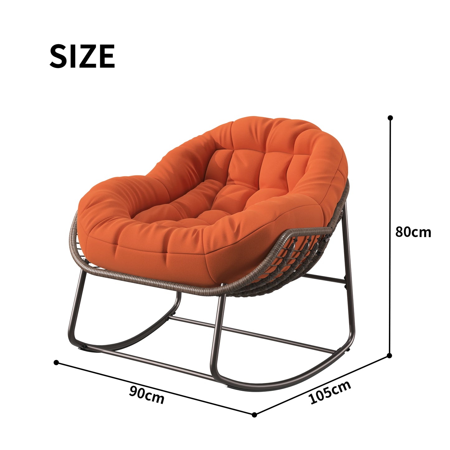 Schommelstoel – Relaxstoel – Fauteuil – Voedingsstoel – Loungestoel – Ergonomisch Ontwerp – Met Zacht Kussen – Stabiel Metalen Frame – Geschikt Binnen & Buiten