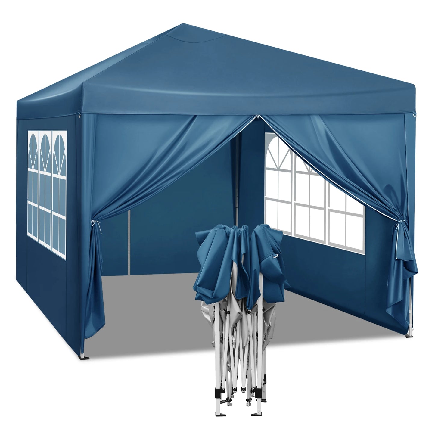Paviljoen - Tuinpaviljoen - Partytent - Tuintent - Pop-up Kliksysteem - Stabiel - Opvouwbaar - Waterdicht - Winterbestendig - 50+UV-Bescherming - voor Tuin - Buiten - Achtertuin - 210D Oxford-doek - Ijzeren Buis - 5~10M² - 3 x 3 m - Blauw