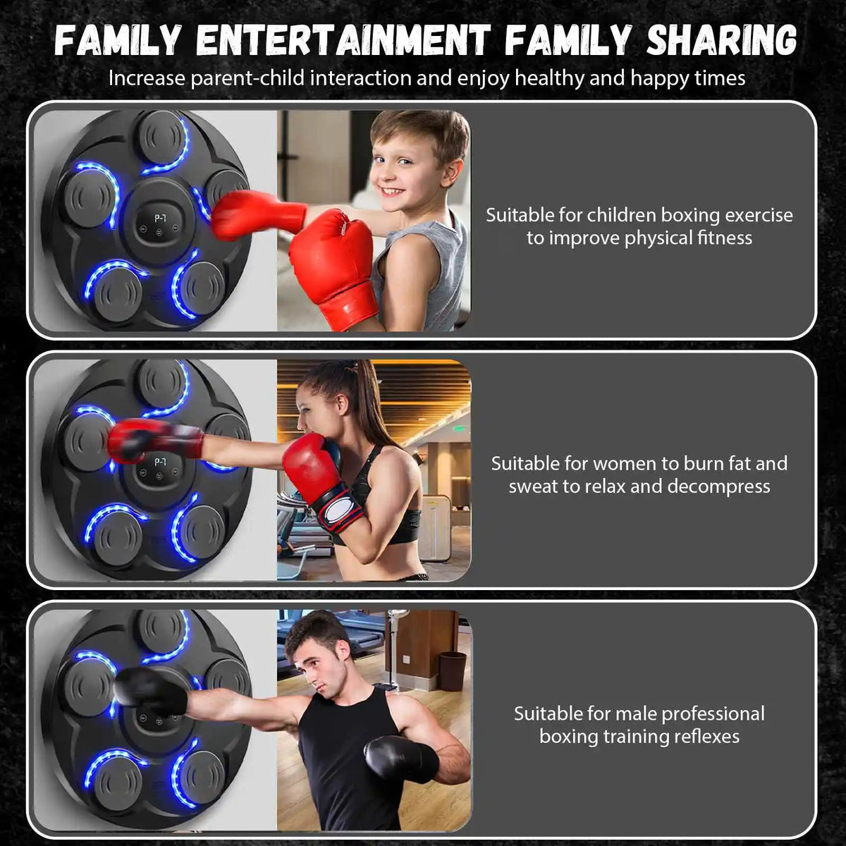 7 Speed ​​Music Boxing Machine Smart Bluetooth-Compatible Musical Boxing Machine with Boxing Gloves Wall-Mounted Boxing Machine