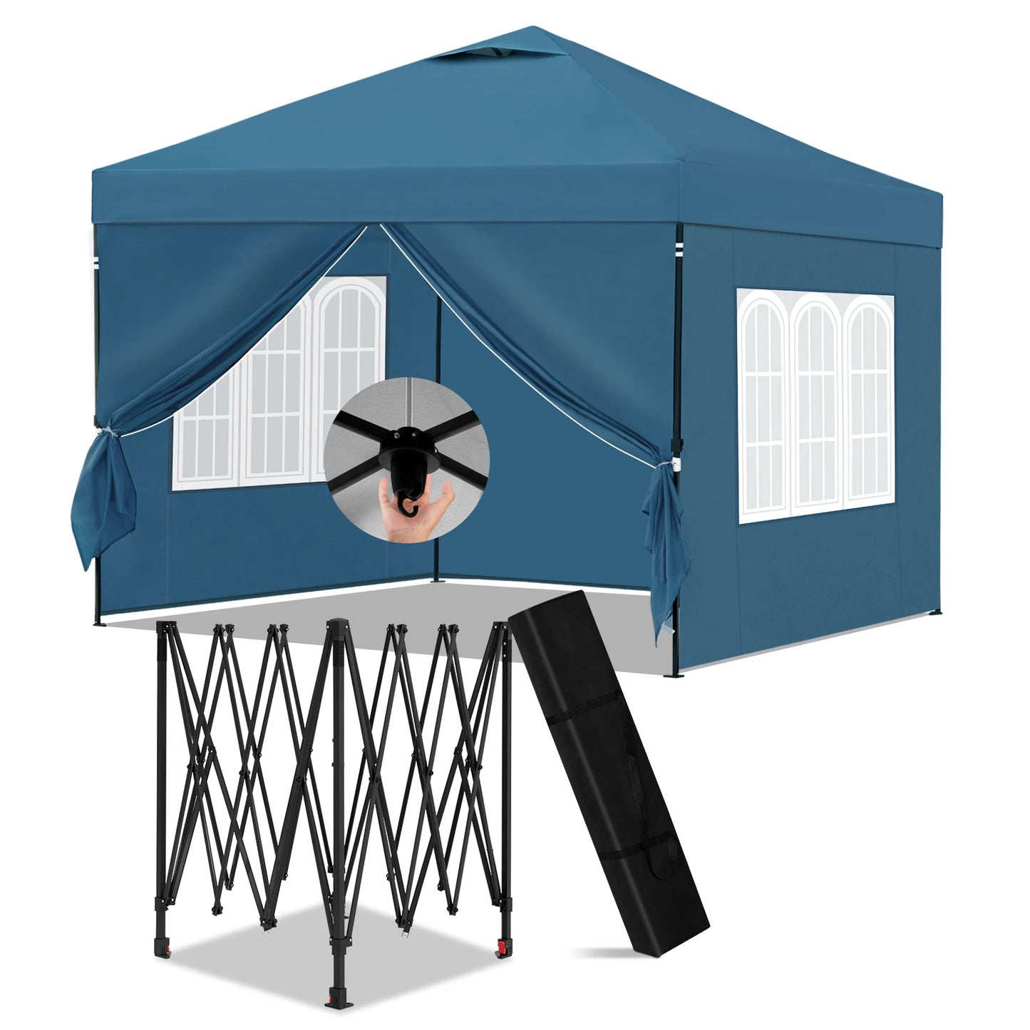Paviljoen - Tuinpaviljoen - Partytent - Tuintent - Pop-up Kliksysteem - Stabiel - Vouwtent - Opvouwbaar - Waterdicht - Winterbestendig - 50+UV-Bescherming - voor Tuin - Buiten - Achtertuin - 210D Oxford - 3 x 3 m - Blauw