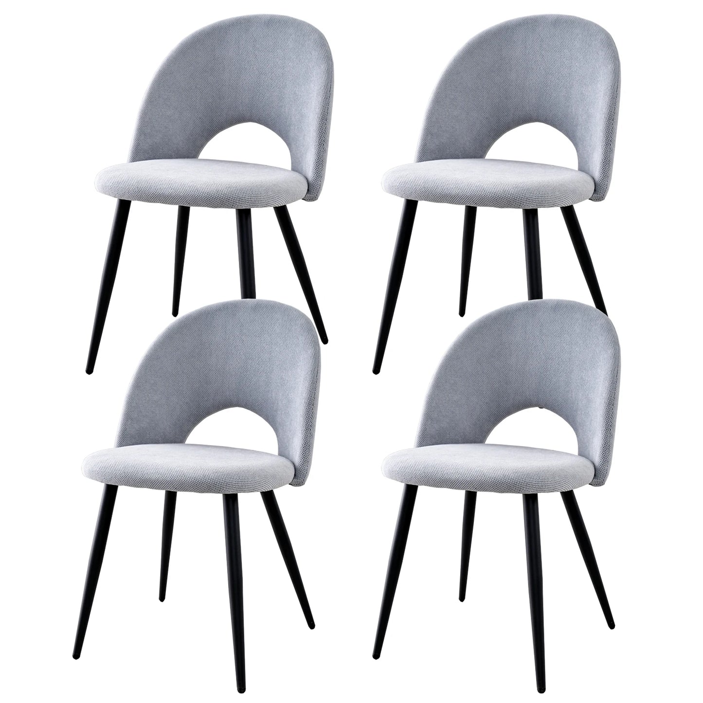 Scandinavische Eetkamerstoelen – Eetkamerstoelen Set – Keukenstoelen – Design Stoelen – Moderne Stoelen – Grijs – Open Rugleuning – Zachte Velvet Bekleding