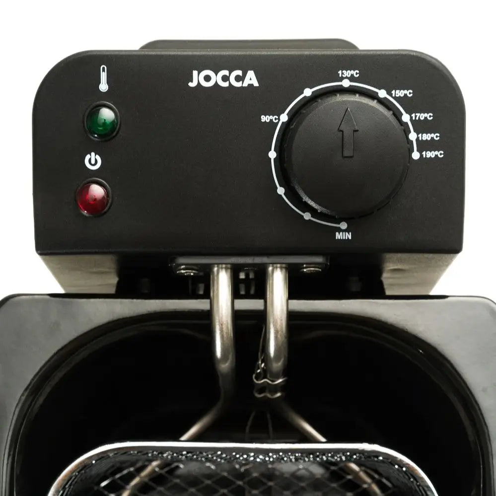 Elektrische friteuse - Vermogen - Regelbare Thermostaat - Uitneembare Mand met Anti-Scald Grip - Roestvrijstalen Deksel -  Afvoerkraan en Geurfilter - 2200W - 3L