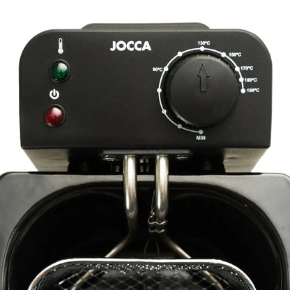 Elektrische friteuse - Vermogen - Regelbare Thermostaat - Uitneembare Mand met Anti-Scald Grip - Roestvrijstalen Deksel -  Afvoerkraan en Geurfilter - 2200W - 3L