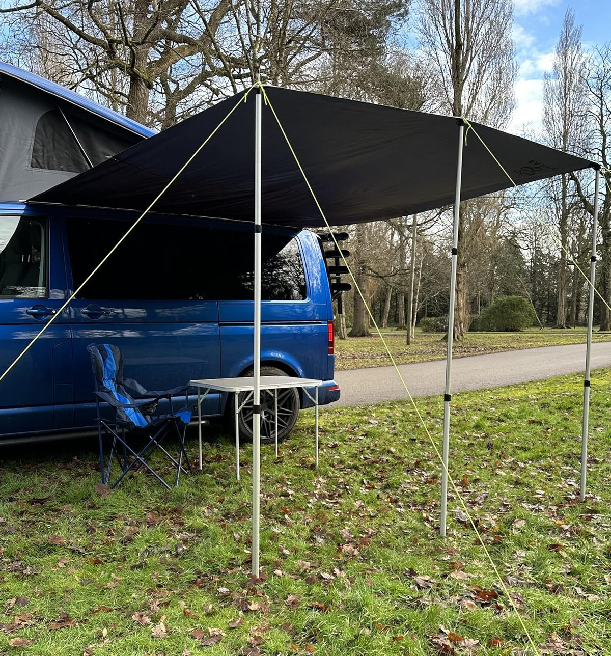 Wild Earth DELUX Zonnedak Luifel voor VW Camper Van Camper RV 2.4m x 3m Zwart