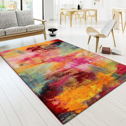 Paco Home Rug Living Room Short Pile Modern Vintage Pattern Abstract Multicolor, Size:240x330cm, Color:Multicolored 5