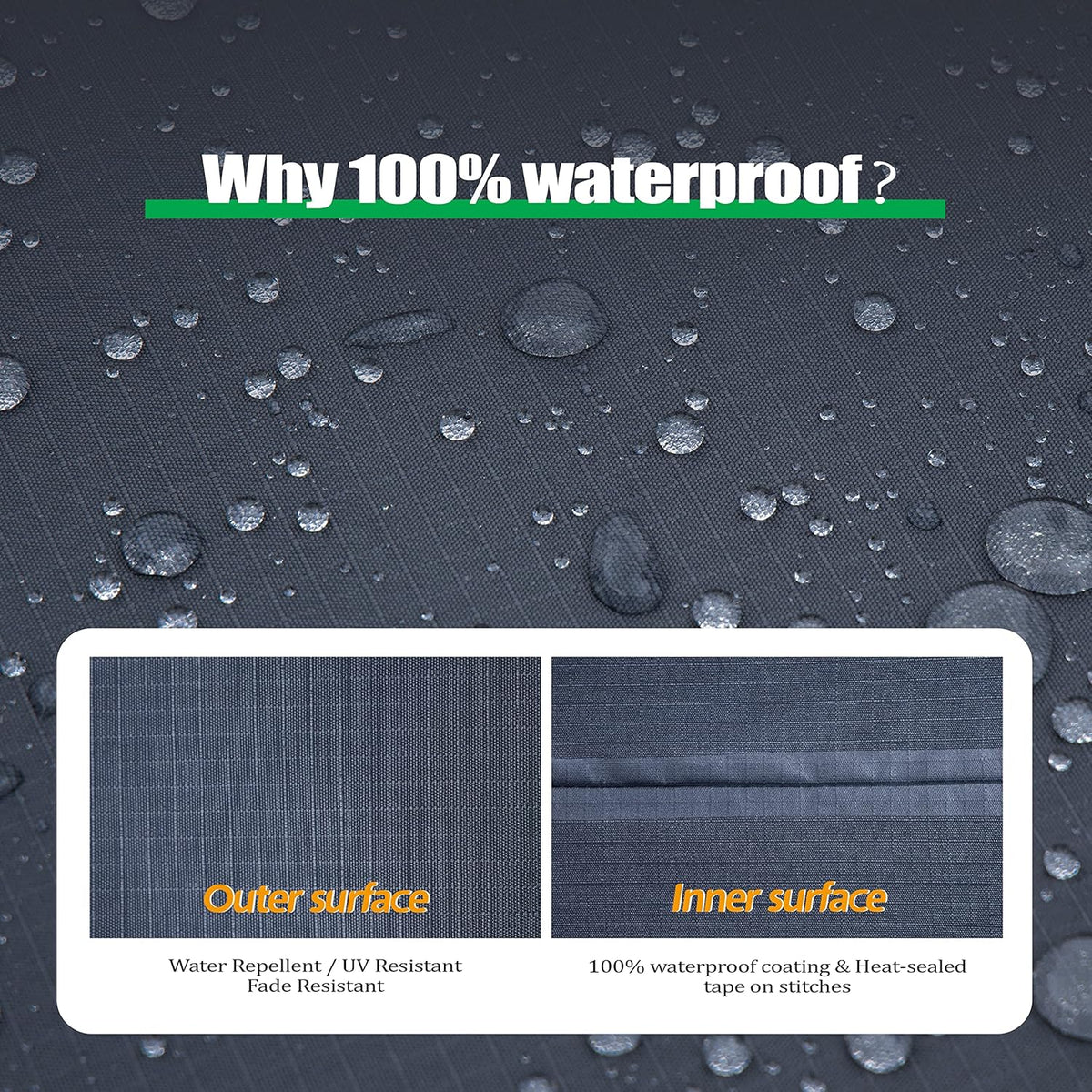 F&J Outdoors Tuinmeubelhoezen Waterdichte Outdoor Tafelhoes Heavy Duty Scheurbestendig Cinched Taille Winddicht Extra Grote Tuinmeubelhoes, Grijs, 330 x 89 cm