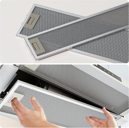 CIARRA CBCS6909A A+ afzuigkap 60cm, 600 m³/h,3 standen, geïntegreerde platte afzuigkap, met CBCF055 actieve koolfilter, zilver - QUORE