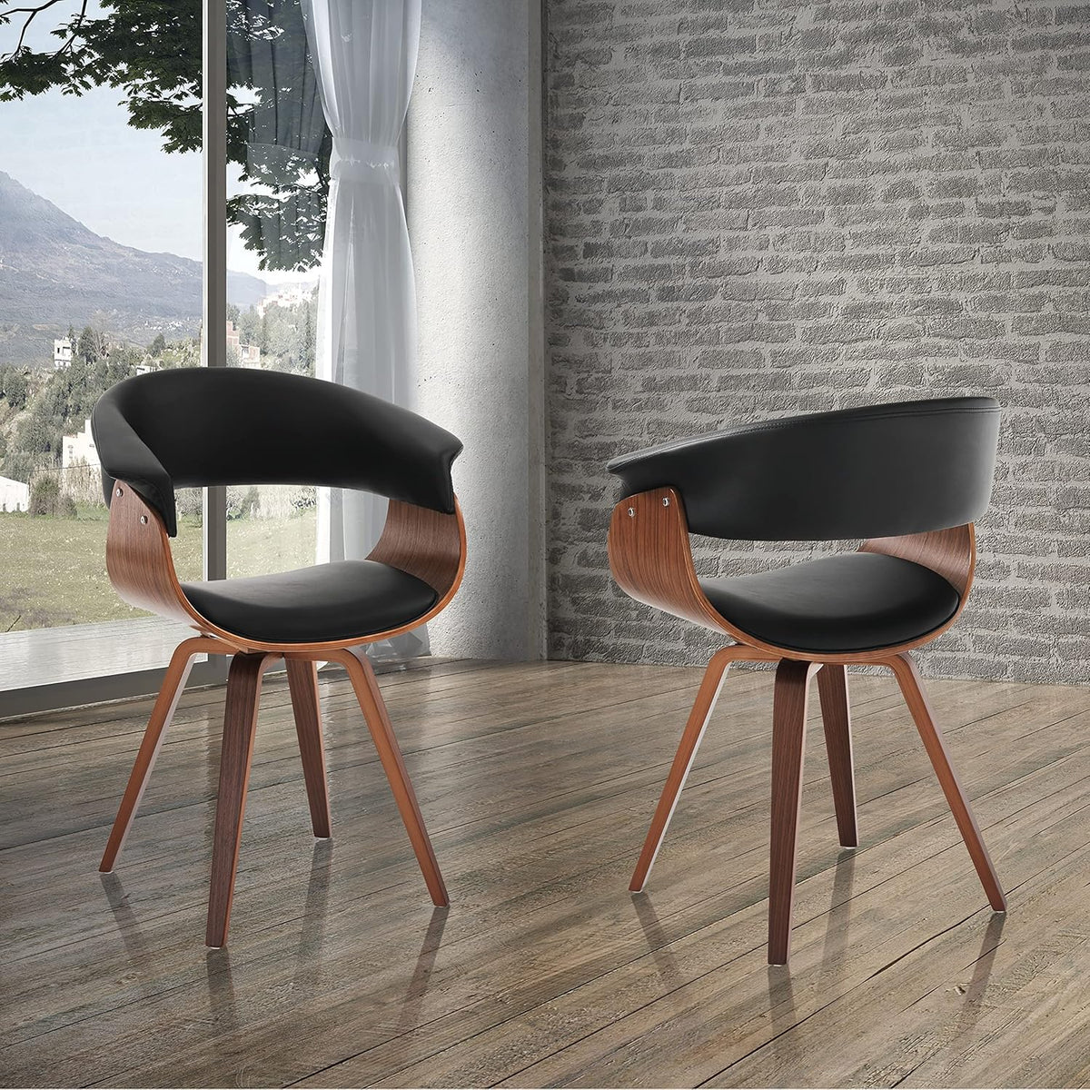 Derby Dark Wood Black Stoel uit meerdere lagen, walnoot, zwart, 62 x 51 x 72/81 cm (h x b)