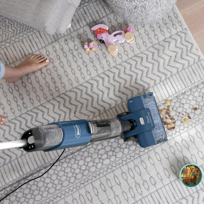 Shark HydroVac Vloerreiniger met Snoer, Antimicrobiële Borstelrol, Geur-Neutraliserende Multi-Oppervlakte Oplossing & 7,6m Snoer, Zelfreinigend, Zuigt & Dweilt Natte & Droge Vlekken, Blauw WD100EU