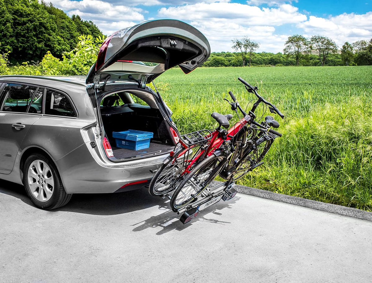 LAS 12011LAS Premium Bicycle Carrier E-Bike Rack Fully Pre-Assembled, Anti-Theft Protection, for 2 Bikes, Tow Bar - QUORE