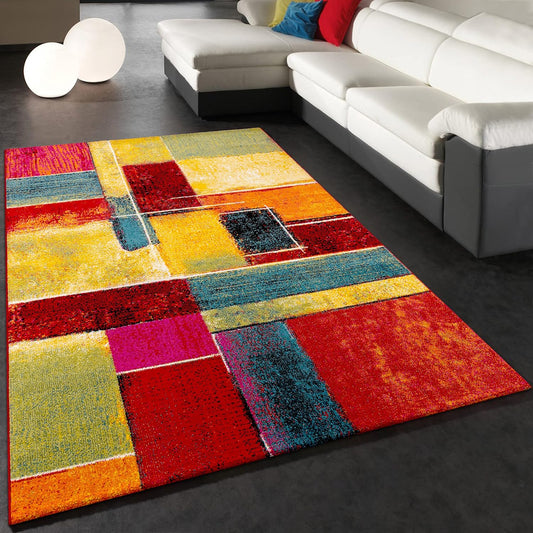 Paco Home Rug Living Room Short Pile Modern Vintage Pattern Abstract Multicolor, Size:240x330cm, Color:Multicolor