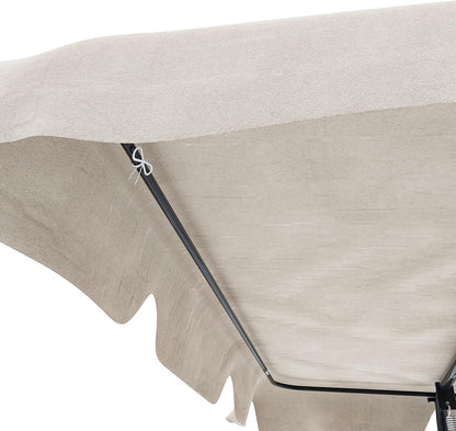Schommelbank 3-zits met verstelbaar zonnedak, gevoerd kussen, robuust frame van gelakt staal, voor buiten, tuin, balkon, terras, zwembad, 170 x 110 x 153 cm (beige)