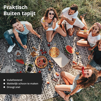 EVOCAMP Buitentapijt, waterdicht en lichtgewicht, picknickkleed zwart wit, buitenkleed camping, buitentapijt dubbelzijdig, buitentapijten patio zwart-wit, buitentapijten op dek (Grijs, 300 x 400 cm)
