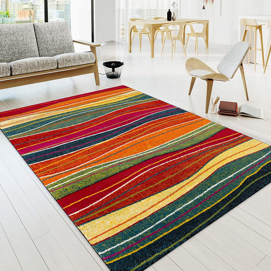 Paco Home Rug Living Room Short Pile Modern Vintage Pattern Abstract Multicolor, Size:240x330cm, Color:Multicolored 3