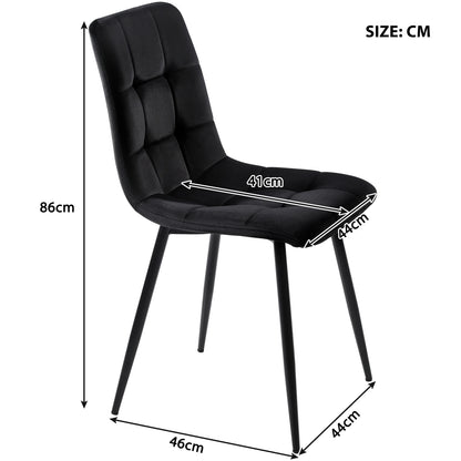Eetkamerstoelen – Stoelen Set – Luxe Stoelen – Tafelhoezen – Zwarte Velvet Stoelen – Metalen Frame – Comfortabele Zitting – Ergonomisch Design