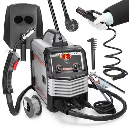 Elektrode Lasmachine - Lasmachine - Elektrische Lasser - Lasapparaat - Digitaal Inverter Lassen - 4-in-1 - MIG - MMA - MAG - TIG-160C - IGBT - Automatische Draadaanvoer - Multifunctionele Gasschild