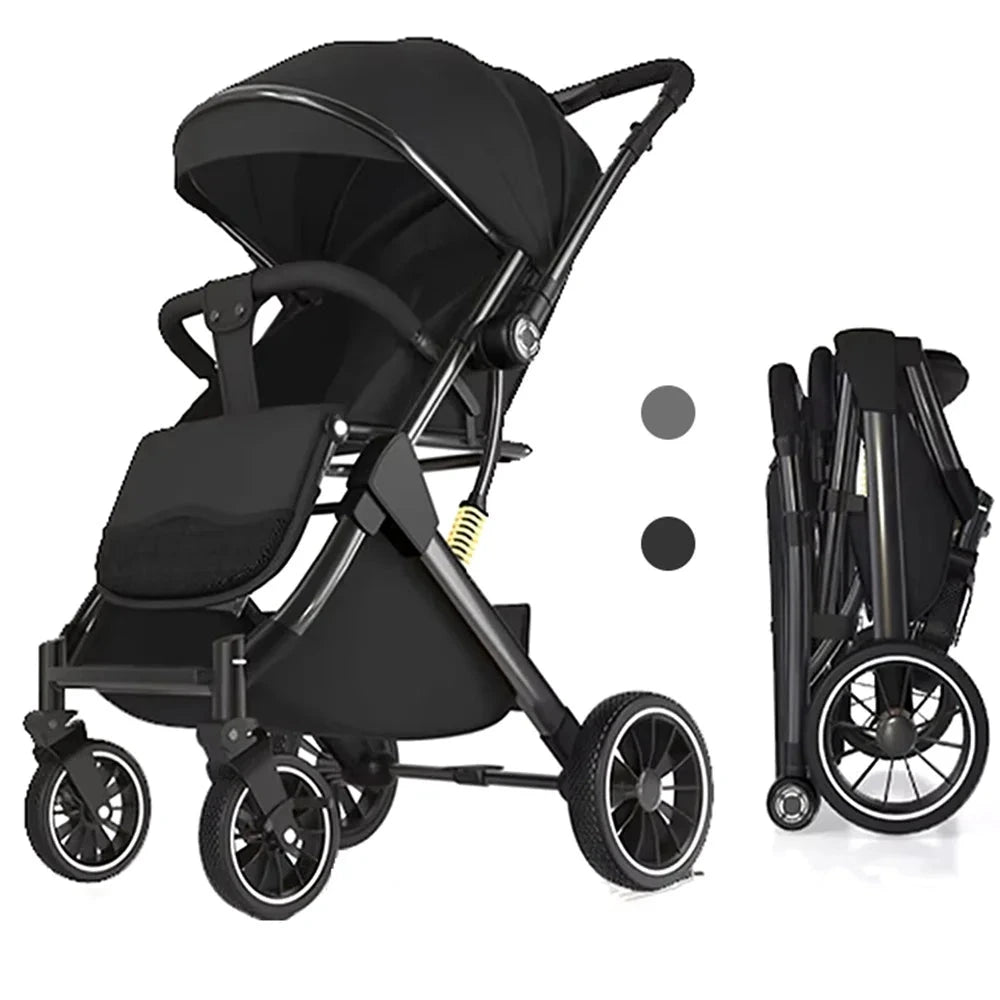 Kinderwagen – Wandelwagen - Babywagen – Inklapbaar - Compact en Opvouwbaar - Lichtgewicht - Comfortabel - Veilig – Schokabsorptie - Zwart