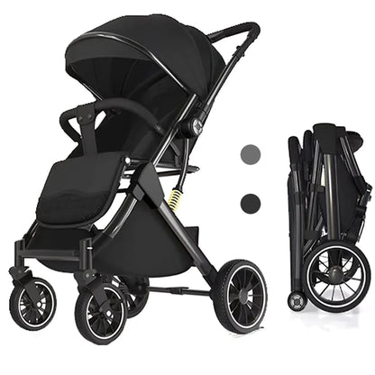Kinderwagen – Wandelwagen - Babywagen – Inklapbaar - Compact en Opvouwbaar - Lichtgewicht - Comfortabel - Veilig – Schokabsorptie - Zwart