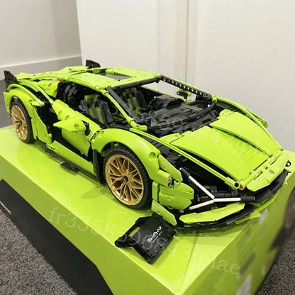 Toys - Building Blocks - 3696 Pcs/Set - Technical Lambos MOC Super Car Model - Toy Cars - Good for Birthday Gifts - Yellow Green