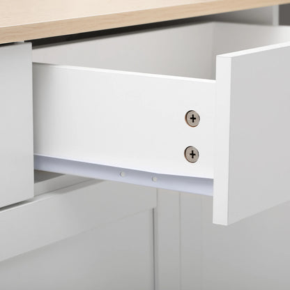 Sideboard – Dressoir – Opbergkast – Kast – Buffetkast – Wit Met Houtaccent – 160x37x75 cm – 4 Deuren En 3 Laden