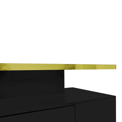 Salontafel – Koffietafel – Woonkamertafel – Tafel – Hoogglans Wit – Twee Niveaus – Verborgen Lade -  Zwart