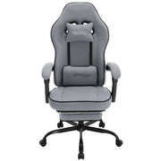 Gaming Chair - Office Chair - Gaming Chair with Footrest - Adjustable - Backrest - Lumbar Cushion - Ergonomic - Swivel - 150 kg Capacity - Gray Mesh Fabric