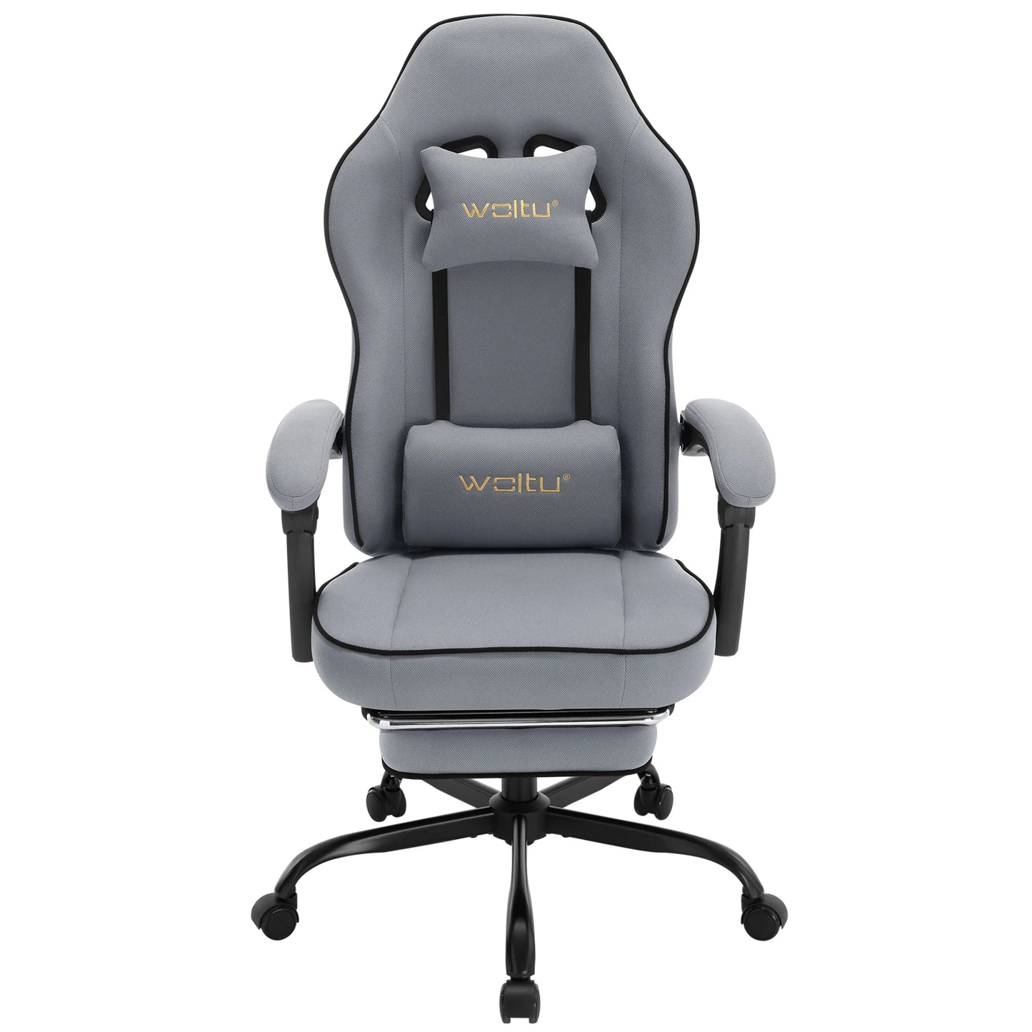Gaming Stoel - met Voetsteun - Bureaustoel - Ergonomische - Verstelbare - Extra Brede Zitting - Grijs Mesh-stof - 150 kg Draagvermogen - 145° Kantelbaar