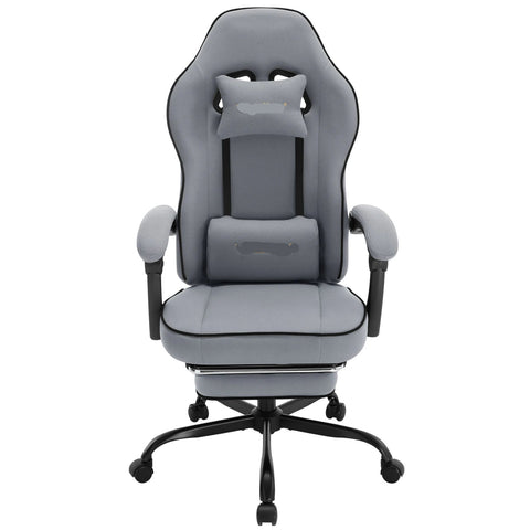 Gaming Chair - Office Chair - Gaming Chair with Footrest - Adjustable - Backrest - Lumbar Cushion - Ergonomic - Swivel - 150 kg Capacity - Gray Mesh Fabric
