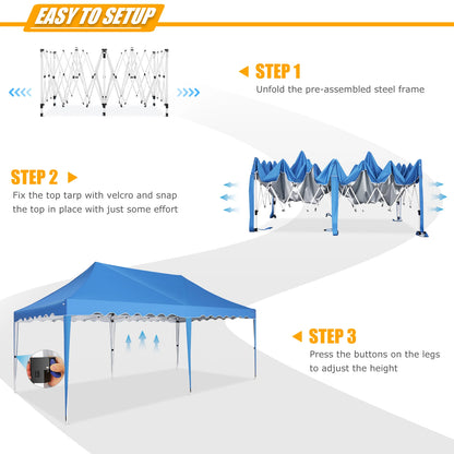 Partytent – Tent – Overkapping – Zonnescherm – Waterdicht – 3x6 Meter – Stalen Frame - Blauw
