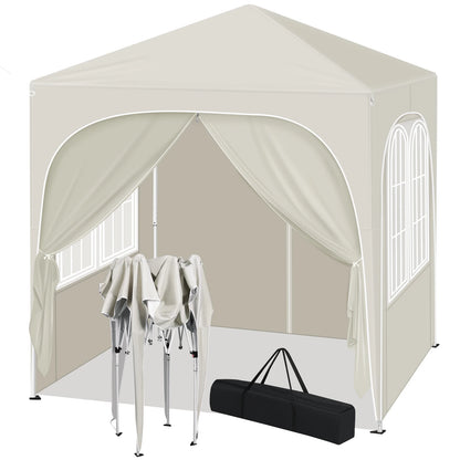 Opvouwbare Partytent - Easy up Partytent - Pop-up Paviljoen - 2x2m - Verstelbare Hoogte - Zijwanden - Waterdicht - UV - Bescherming - Buiten - Beige