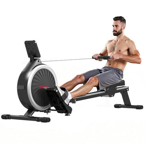 Roeitrainer – Roeimachine – Rowing Machine – Fitnessapparaat – Magnetische Roeimachine – Zilver-Zwart – 16 Weerstandsniveaus – Max Belastbaarheid 150 kg - QUORE