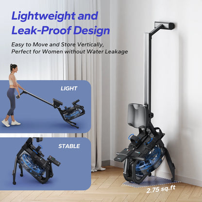 Roeitrainer – Roeimachine – Roeiapparaat – Waterroeier – Fitnessapparaat – 45° Waterweerstand 15L – Aluminium Frame