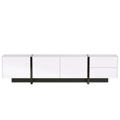 TV-Meubel – Tv-Meubel Met Opbergruimte – Tv-Kast – Woonkamermeubel – Hoogglans Wit – 190 Cm Breed – Max 50 Kg Draagkracht - 190 x 35 x 45cm - Wit