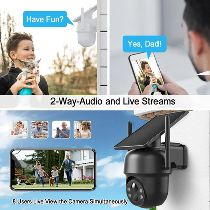 Beveiligingscamera - 5MP - 2 Stuks - Camerabewaking - Draadloos - met Zonnepaneel - Wifi - Tweerichtingscamerabeveiliging - Snelheidscamera - Afstandsweergave - Sirene-alarm - Draadloos Buitentoezicht